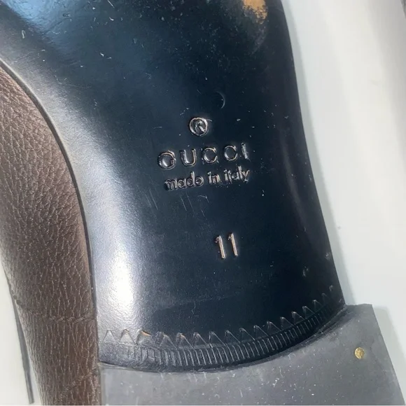 Gucci Dark Brown Calf Leather Oxford Loafers Men’s 11 Dress Shoes